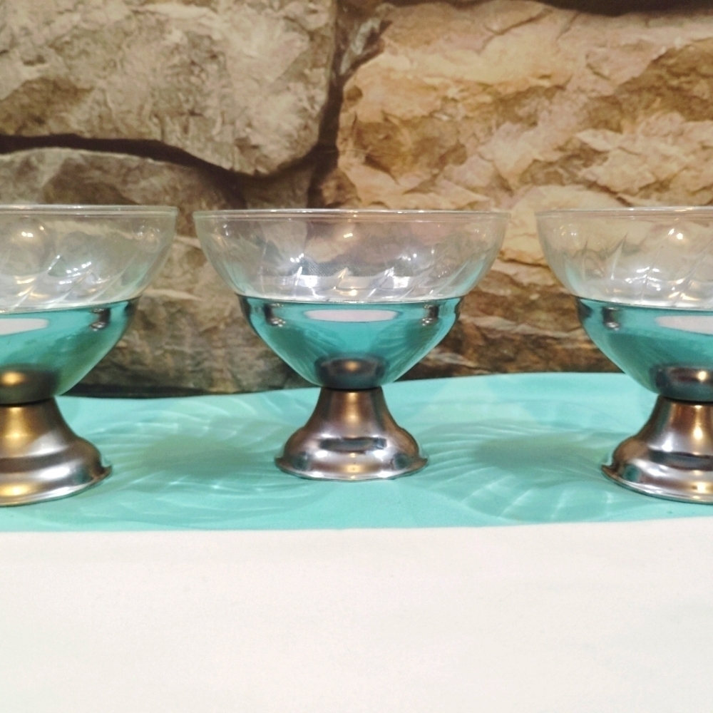 6 Vintage Sherbet Cups Bowls Ice Cream Dessert Pudding MCM 50s Footed Pedestal - Picture 11 of 12